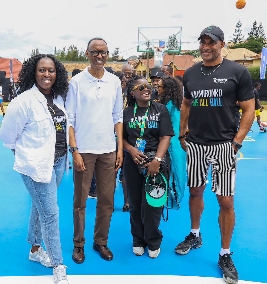 SRCAgency's tweet photo. A shared moment between our Managing Partners from Tanzania and Rwanda with H.E Paul Kagame at the Kimironko community basketball court launch.

#SRCRwanda #SRCAtWork #TheBAL https://t.co/IQr1pURmcg