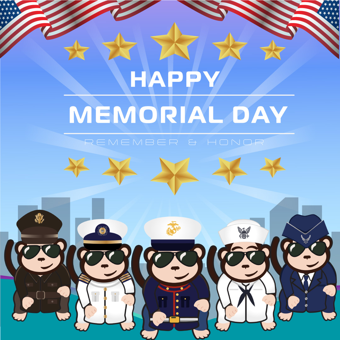 ShopMonkeyFresh's tweet photo. To all the #Brave #men and #women who wear the #uniform and #fight for our #freedoms, we #remember and #honor you #Today and #always! #HappyMemorialDay from all of us at #MonkeyFresh #AirFresheners. https://t.co/TLTRStdTg1