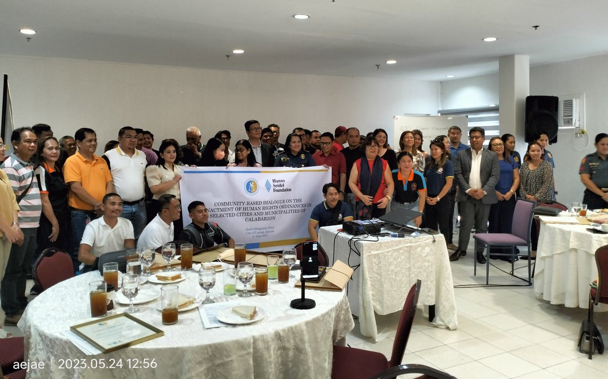 The Commission on Human Rights Region IV-A (CHR IV-A) in cooperation with the Hanns Seidel Foundation (HSF) conducted a half-day “Community-based Dialogue (CBD) on Human Rights Legislation by Local Government Units (LGUs)” on May 24, 2023 in Lucena City, Quezon.