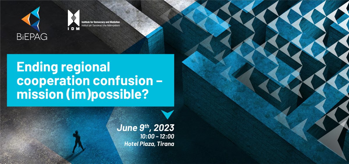 📣Upcoming Event: @IDM_Albania & @BiEPAG organize:📍𝗝𝘂𝗻𝗲 𝟵𝘁𝗵 | 𝗣𝗼𝗹𝗶𝗰𝘆 𝗙𝗼𝗿𝘂𝗺: 'Ending regional cooperation confusion – mission (im)possible?'
A discussion on regional cooperation initiatives in the Western Balkans, drawing on a Policy Brief published by BiEPAG🔽