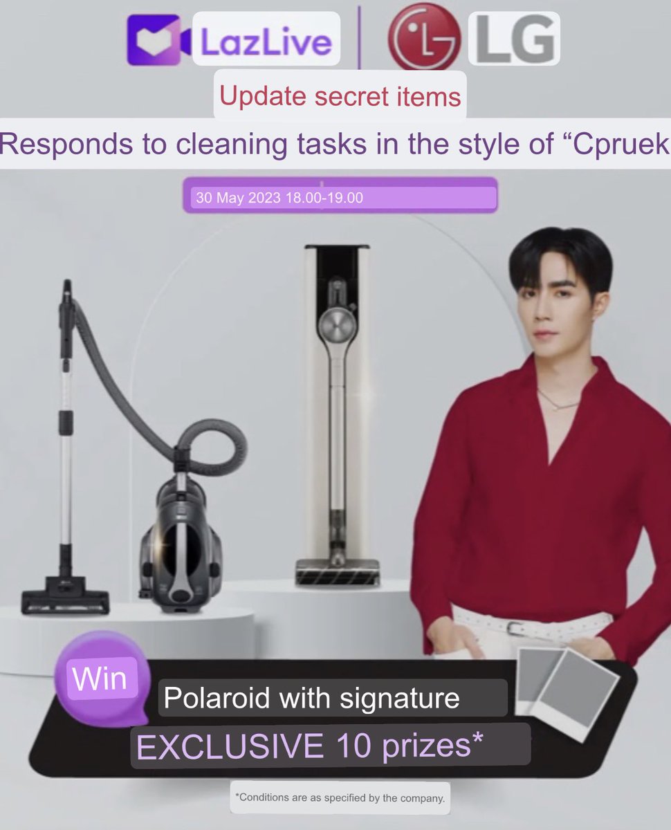 zeelicious_love's tweet photo. Zee Pruk Panich solo event tomorrow at 6 pm❤Let's support our BabyZee!!! This product is so perfect for Mr. Clean himself😳 Can't wait bonus win sign Polaroid!!!
@zee_pruk
#ZeePruk #Zunshine
#LGCordZeroXZeePruk #LGCordZero #LGVacuumCleaner https://t.co/u4WdsbWDkz