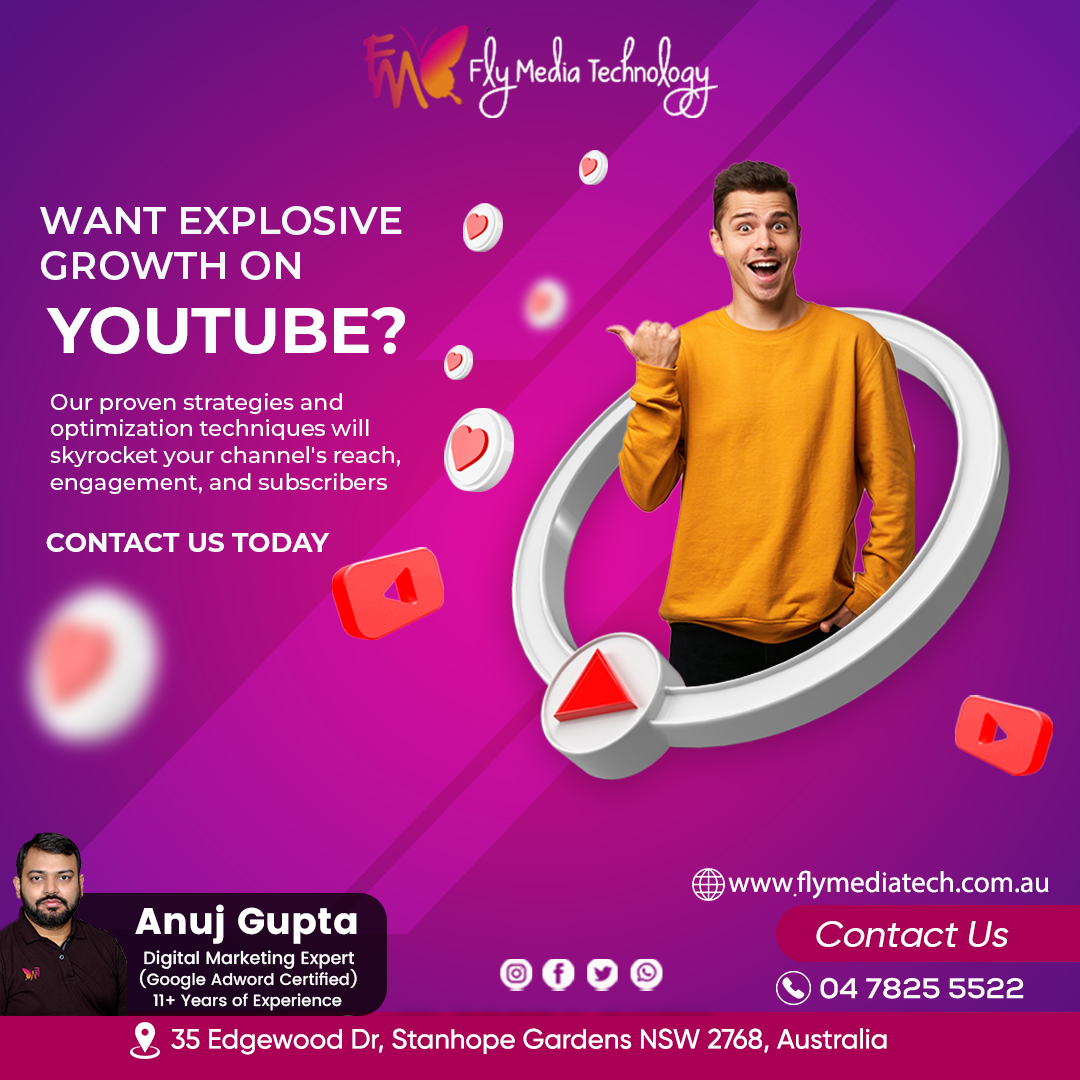 Want explosive growth on YouTube? 

Contact us today 
☎0478255522

#youtube #youtubegrowth #youtubetips #youtubesuccess #flymediatech #engageyouraudience #flymediatechnology #socialmedia #business #onlinemarketing #advertising #flymedia #technology #engagment #australia