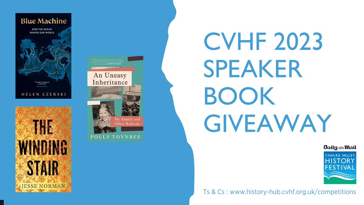 📚In a special #FestivalSpeakers book giveaway, WIN 3 BOOKS published this week! 🙌
Blue Machine by <a href="/helenczerski/">Helen Czerski</a>
An Uneasy Inheritance by <a href="/pollytoynbee/">Polly Toynbee</a>
The Winding Stair <a href="/Jesse_Norman/">Jesse Norman</a>
RT &amp; follow @CVHISTORYFEST to enter!
Comp. closes 4/6
Good luck!🍀

history-hub.cvhf.org.uk/competitions/f…
