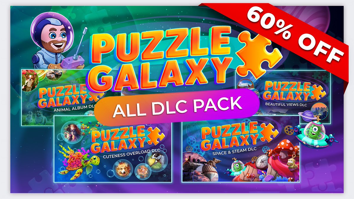 naptime_games's tweet photo. Don't miss out on an amazing offer! Get the Puzzle Galaxy: All DLC Pack, which comes with 140 puzzles, at a 60% discount.

Are you a fan of Puzzle Galaxy?  You can now add more puzzles to your collection with this amazing bundle that includes all available DLCs. https://t.co/ZHgvcIdqev