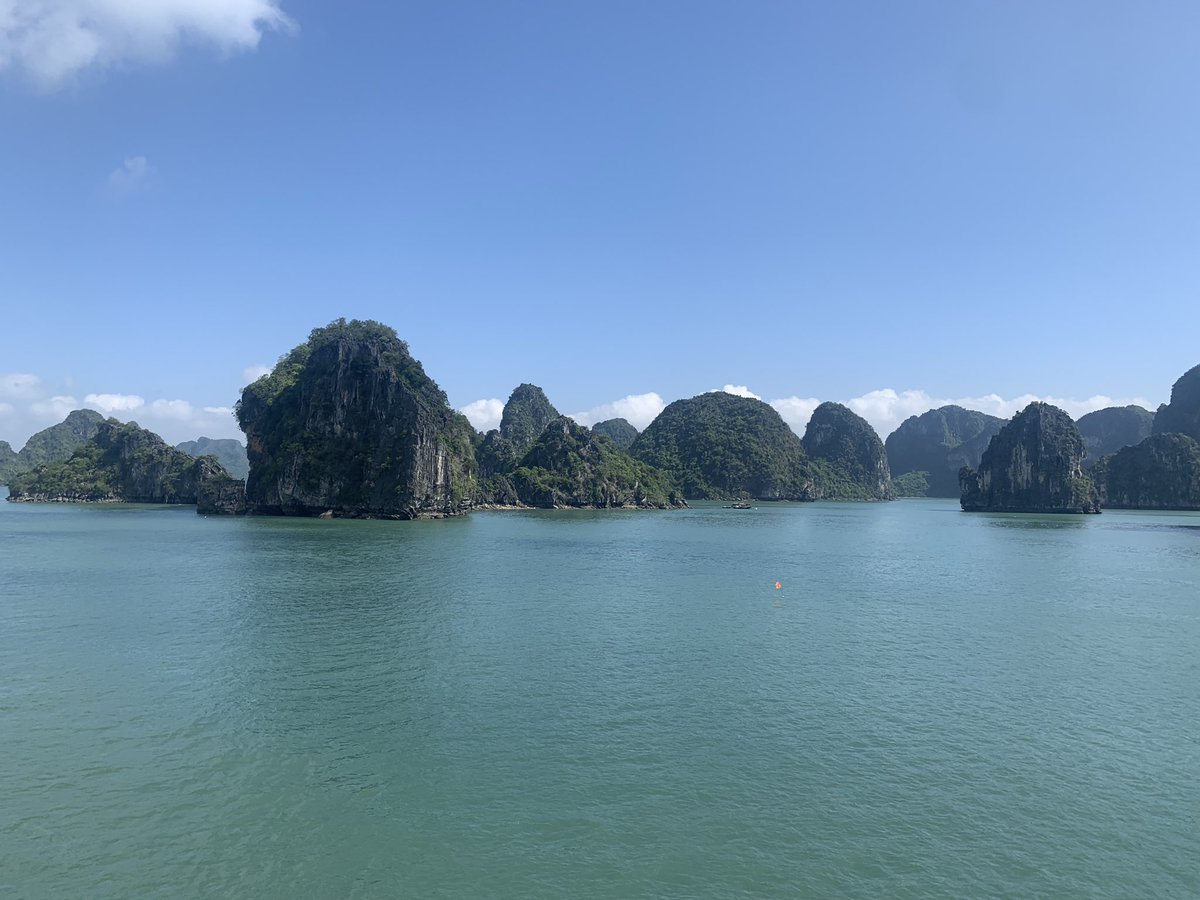Milk run around Halong Bay

It took 200 M yrs about 500 M yrs ago for sediments &amp; marine animals to be calcify into these 1,969 limestone islands with the typical shapes

…&amp; more for water to carve caves &amp; passages thru them

#vietnam #halongbay #hanoi #traveldiaries #geology