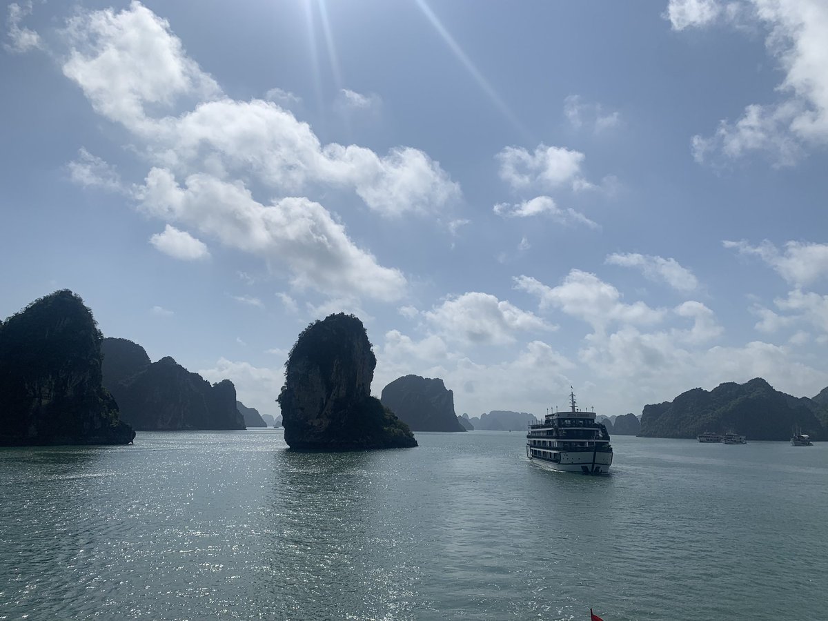 nilsmind's tweet photo. Milk run around Halong Bay

It took 200 M yrs about 500 M yrs ago for sediments &amp; marine animals to be calcify into these 1,969 limestone islands with the typical shapes

…&amp; more for water to carve caves &amp; passages thru them

#vietnam #halongbay #hanoi #traveldiaries #geology https://t.co/9ix4frdwiy