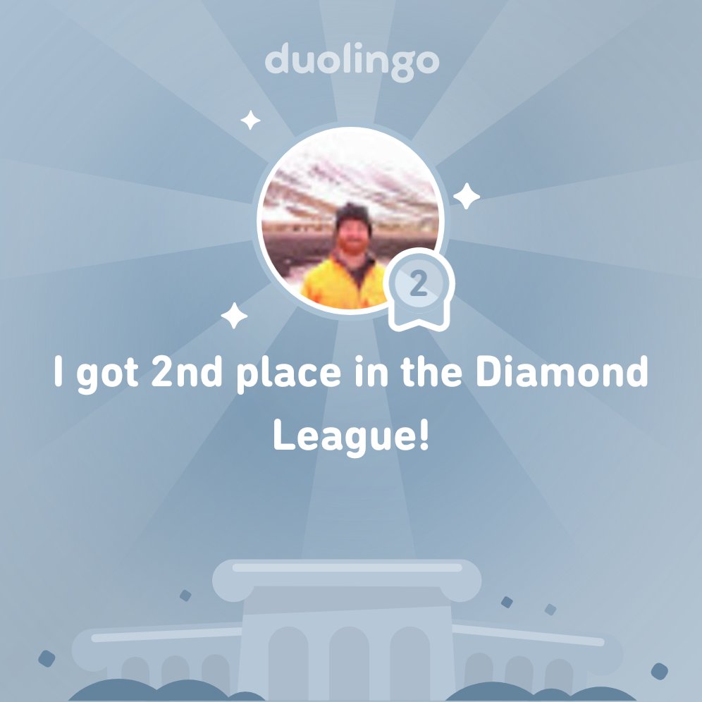 jtim02's tweet image. I finished 2nd place in Diamond League on @Duolingo!