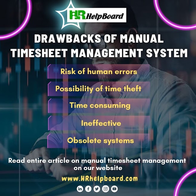 HRhelpboard's tweet image. Drawbacks of manual timesheet management system are: Risk of human errors, Possibility of time theft, Time consuming, Ineffective and Obsolete systems.

Click the link for more information:
bit.ly/3MZ7gLk

#timesheetmanagement #timetracking #worktimemanagement