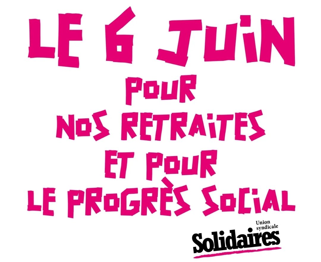 SNJ_national's tweet image. ⤴️ ➖️ 8️⃣ 

SALAIRES, RETRAITES, PROGRÈS SOCIAL, tous dans la rue le mardi 6 juin avec @UnionSolidaires ! ✊️✊️✊️ 

#StopRetraiteMacron 👊 
🥁🥁🥁💥💥💥