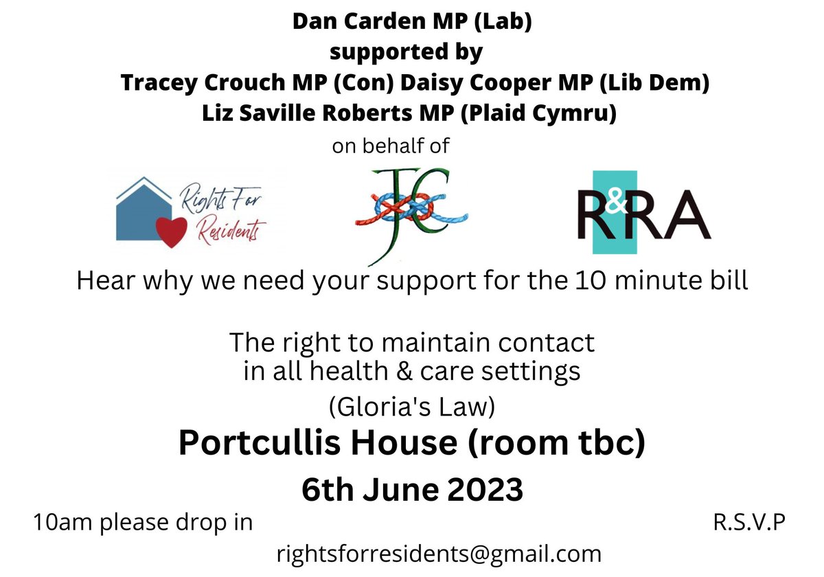 We have many cross party MPs supporting the right to maintain contact (Gloria's Law), but would always welcome more... have you contacted 📧 your MP and asked them to join us? If they have not responded, why not give their office a call☎️! #rightsforresidents