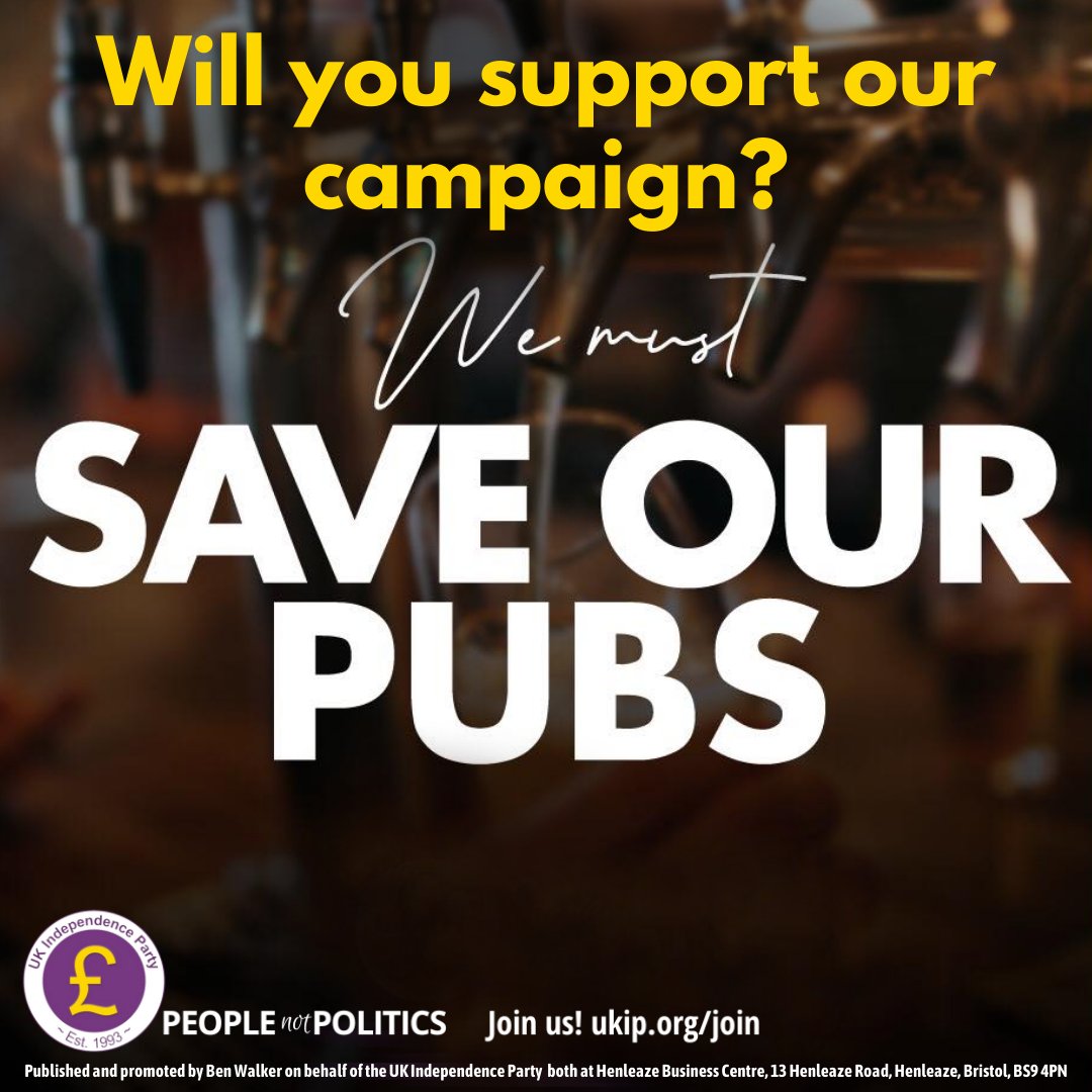 The #ukindependenceparty will #saveourpubs 

For a start we will scrap all business rates to help them survive the #CostOfLivingCrisis