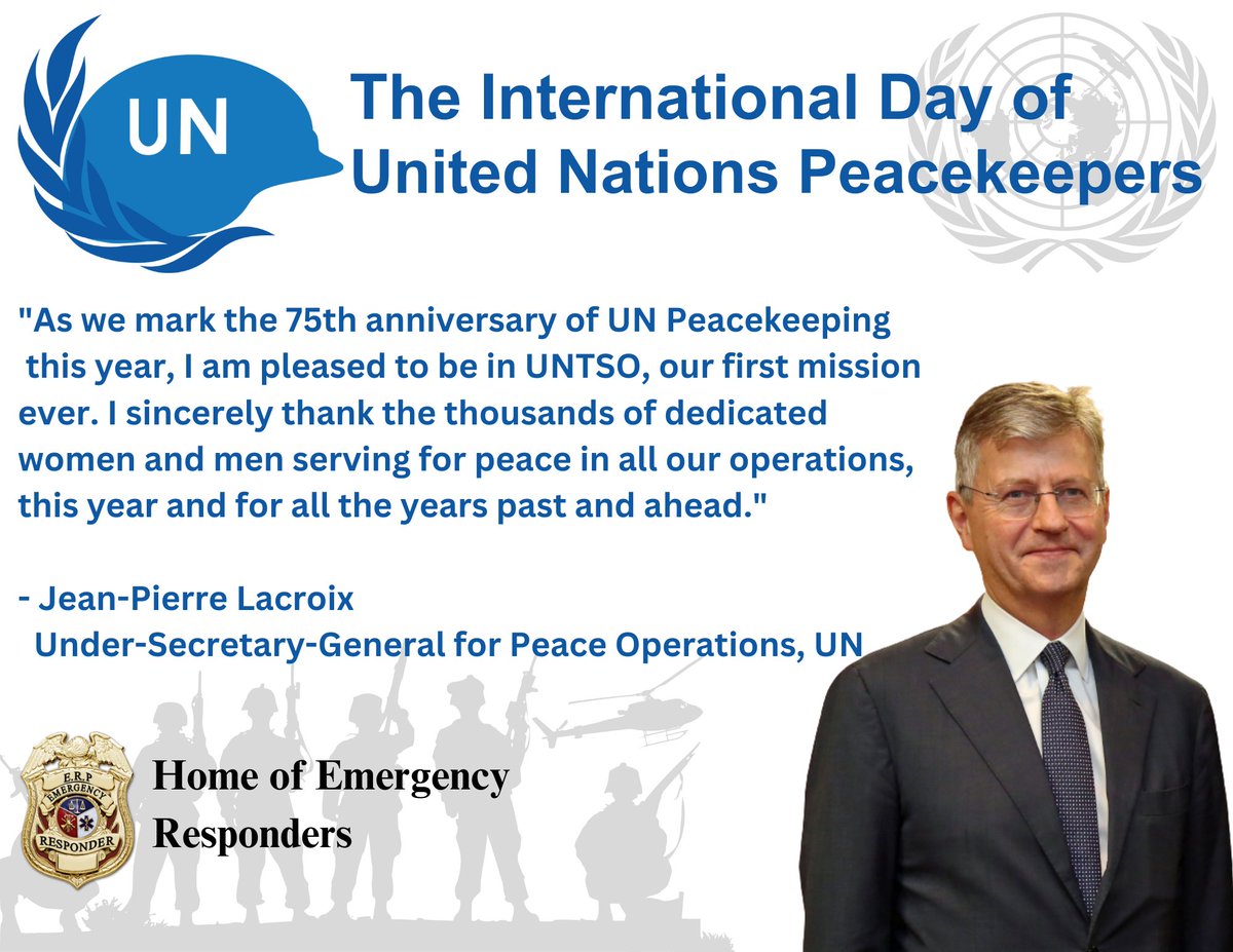 HomeofERPs's tweet photo. "I sincerely thank the thousands of dedicated women and men #ServingForPeace in all our operations, this year and for all the years past and ahead. #PK75"
- Jean-Pierre Lacroix
#UN #UnderSecretaryGeneral #JeanPierreLacroix
#HomeofERPs #ERP https://t.co/OmqxEzLJAo