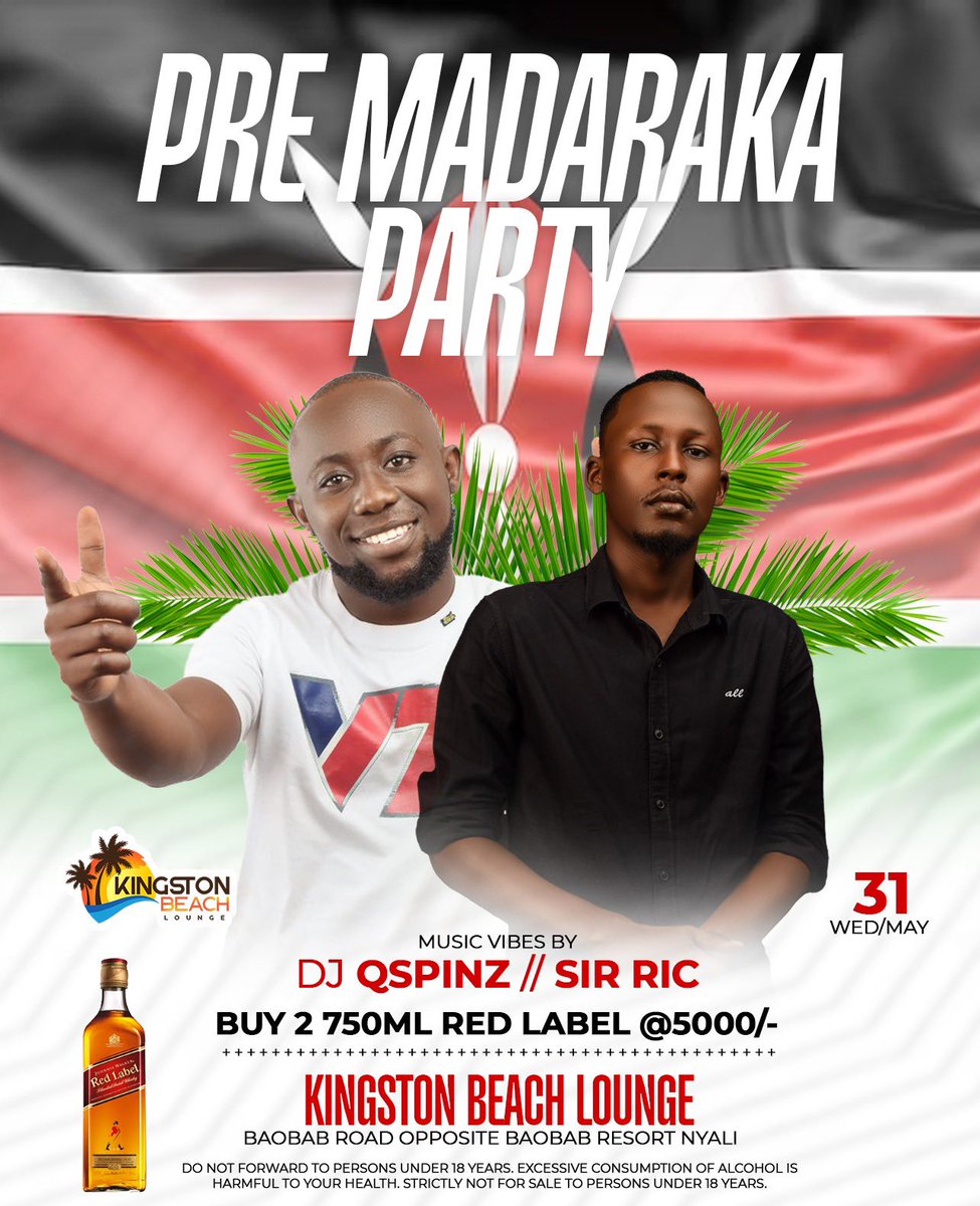 Sharpening your Wednesday in style. 🚀 Madaraka Day Party at the Beach with music by @djqspinz86 alongside @sir_ric_. Don’t miss out! ⛱️🏃🏾

#KingstonExperience #MadarakaDay #Preparty #BeachLife