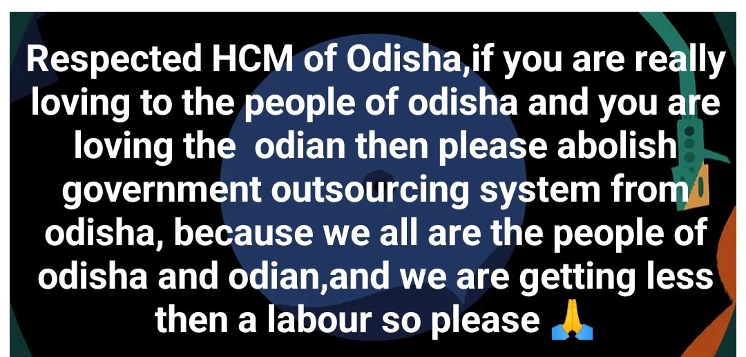 Dear HCM @CMO_Odisha sir please give us justice to leave of a freedom life and save from this slavery systems #Abolish government outsourcing system from odisha 🙏,@MoSarkar5T @Vkpandianfancl1 @SecyChief @pranabpdas @DC_Odisha @OGOEF_Union @ArgusNews_in @nabina_odisha @News18Odia