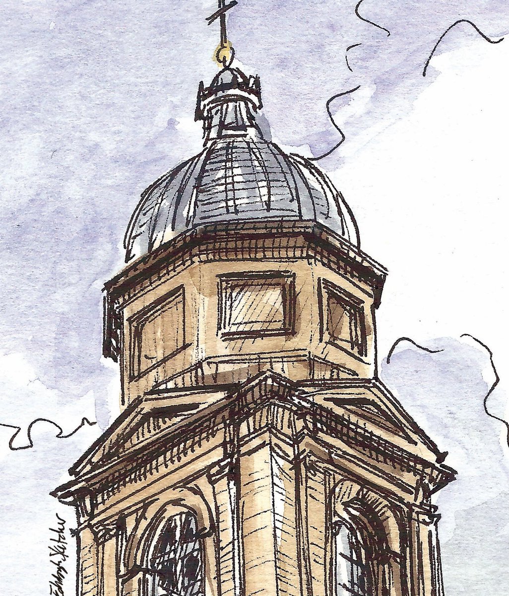 An impressive tower, which isn't alone in it's beauty…

A brand new #WhereArtIQuiz - if you know leave your answer at the website and you could win a prize. 

#WhereArtI #edinburgharchitecture #edinburghlife #edinburghlove #watercolour #penandink 

edinburghsketcher.com/2023/05/29/whe…