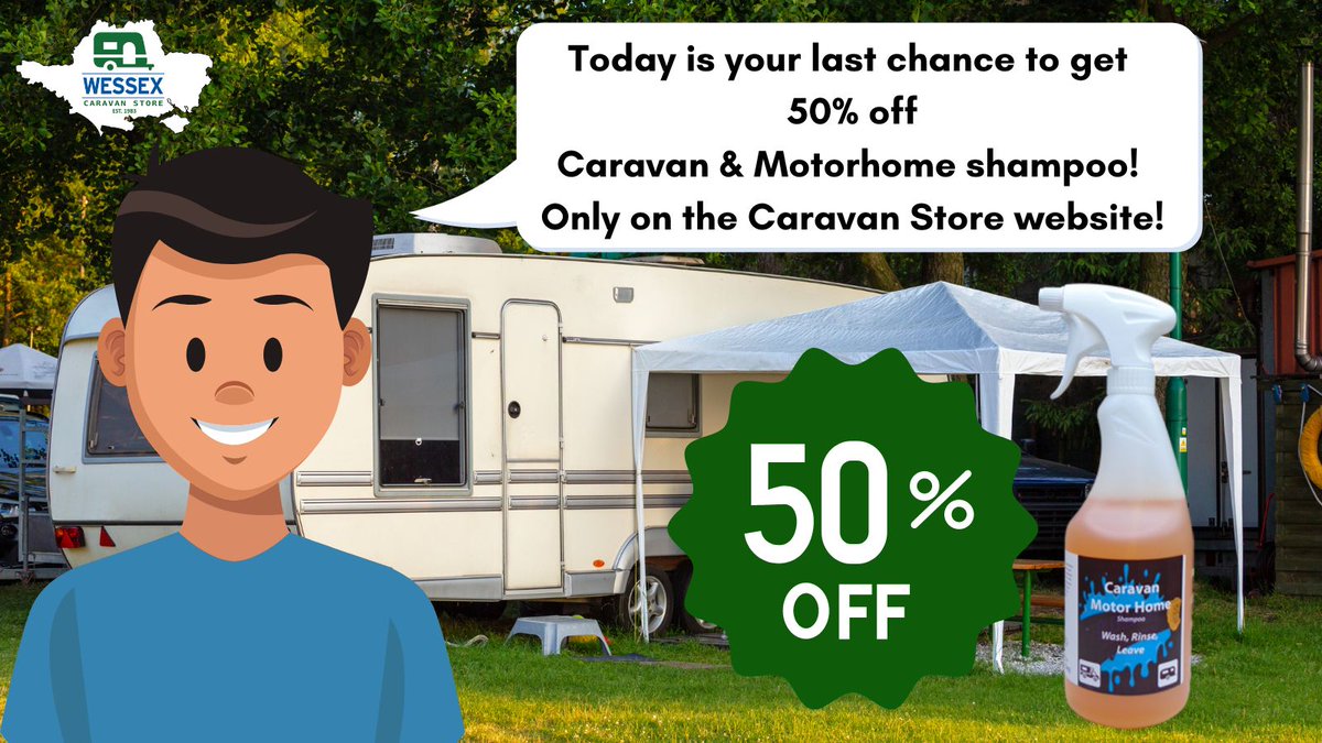 Today is the last day of our offer on Caravan and Motorhome Shampoo! If you would like 50% off (down to just £2.49) visit the Caravan Store website before midnight tonight and put in an order!

#Caravan #Motorhome #sale #moneyoff #savemoney