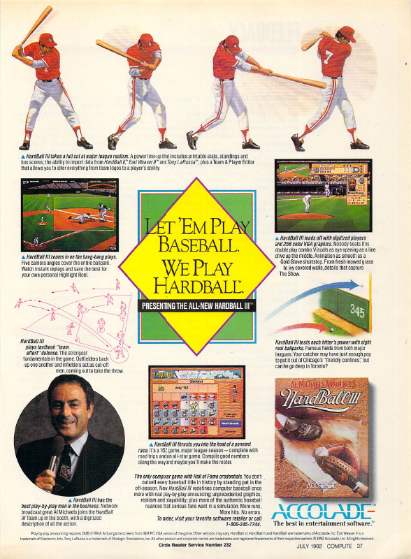 OldTechAdverts's tweet photo. Baseball sim that looks technical focused. It even has a play by play commentary, a collection of ball parks and playbooks.
https://t.co/AHbW6pj2KR
#retrocomputing #90scomputing #retrogaming https://t.co/Zmrh3vovSM