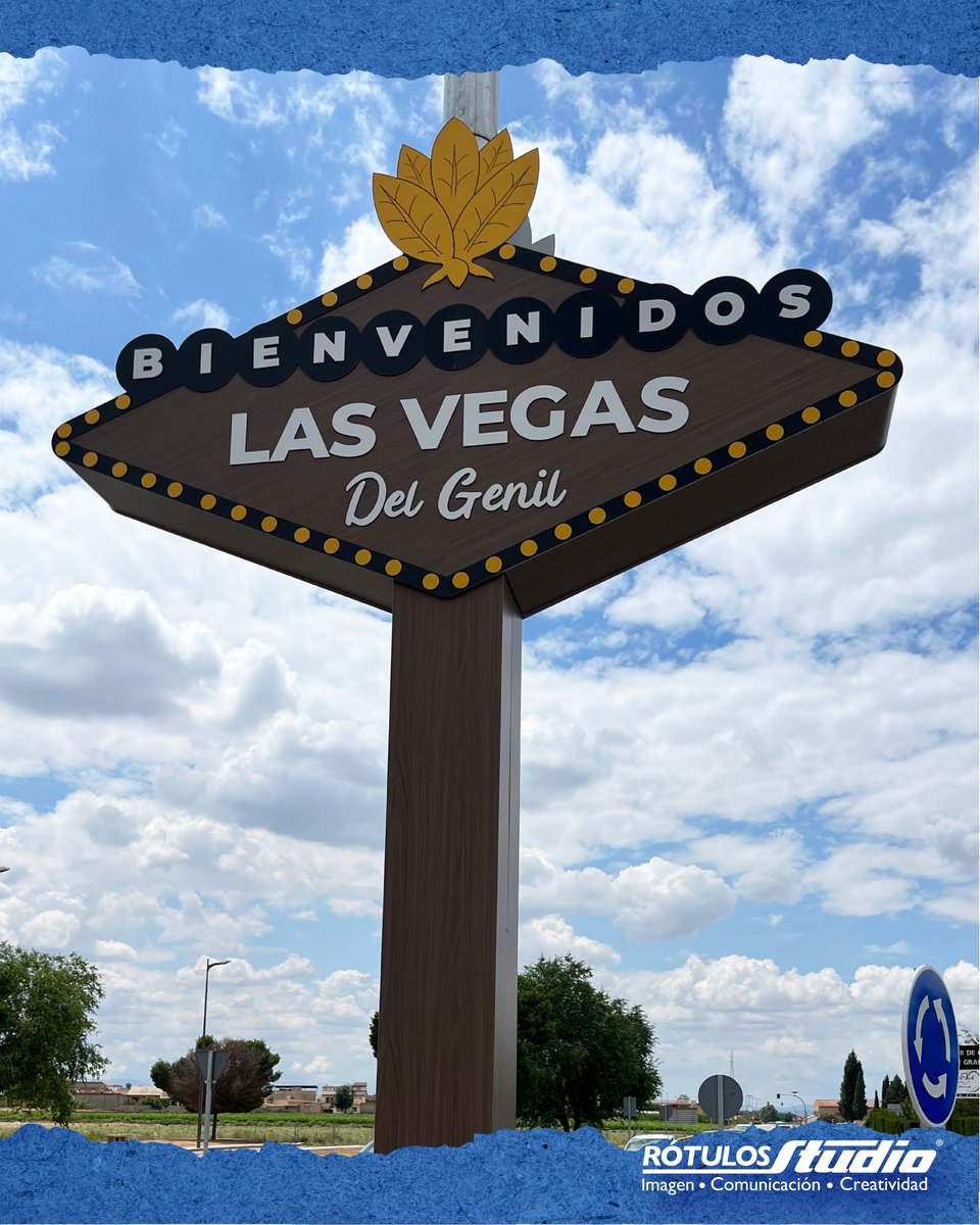 RotulosStudio's tweet image. Estamos muy orgullosos de presentaros el nuevo cartel de las Vegas del Genil, diseñado y fabricado en Rótulos Studio.
Ubicado en la entrada de nuestro municipio, para recibir a visitantes y vecinos con un divertido guiño a la icónica ciudad estadounidense de Las Vegas.