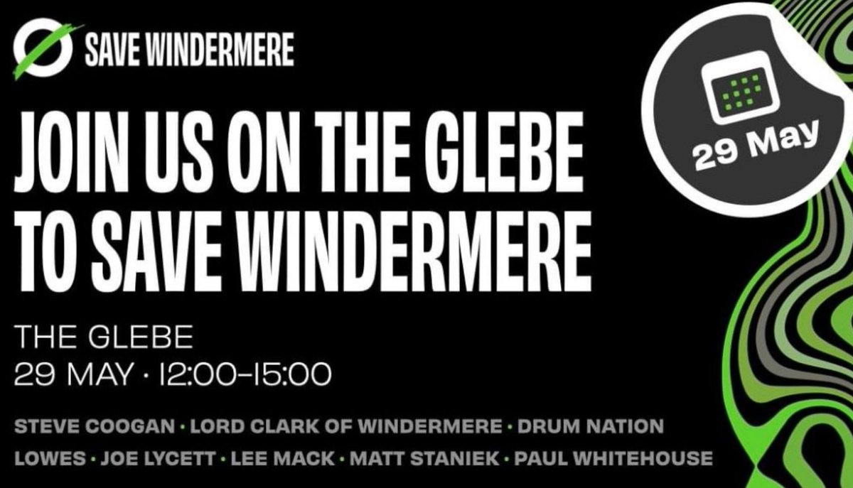 ***⏱️👀🔔HELP SAVE WINDERMERE IN AN HOUR'S TIME! From 12 Midday (to 3pm) with  #SteveCoogan, @PaulWhitehous64, @joelycett and @LeeMack – all masterminded by @MattStaniek 💚💚 ***