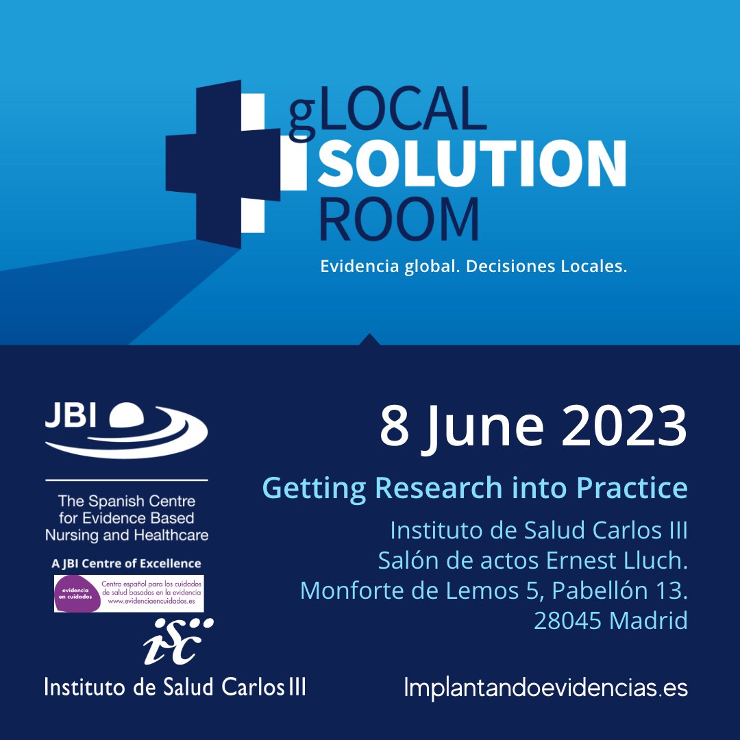 CECBE_JBI's tweet image. 🆕️Do you want to know about nurse-led evidence implementation projects happening in Spain?
Don't miss the #JBIgLOCALSolutionRoom that will be held on the 8th June at 15:00h (GTM+1)
🇬🇧Spanish-English simultaneous interpretation
ℹ️Info and register: implantandoevidencias.es