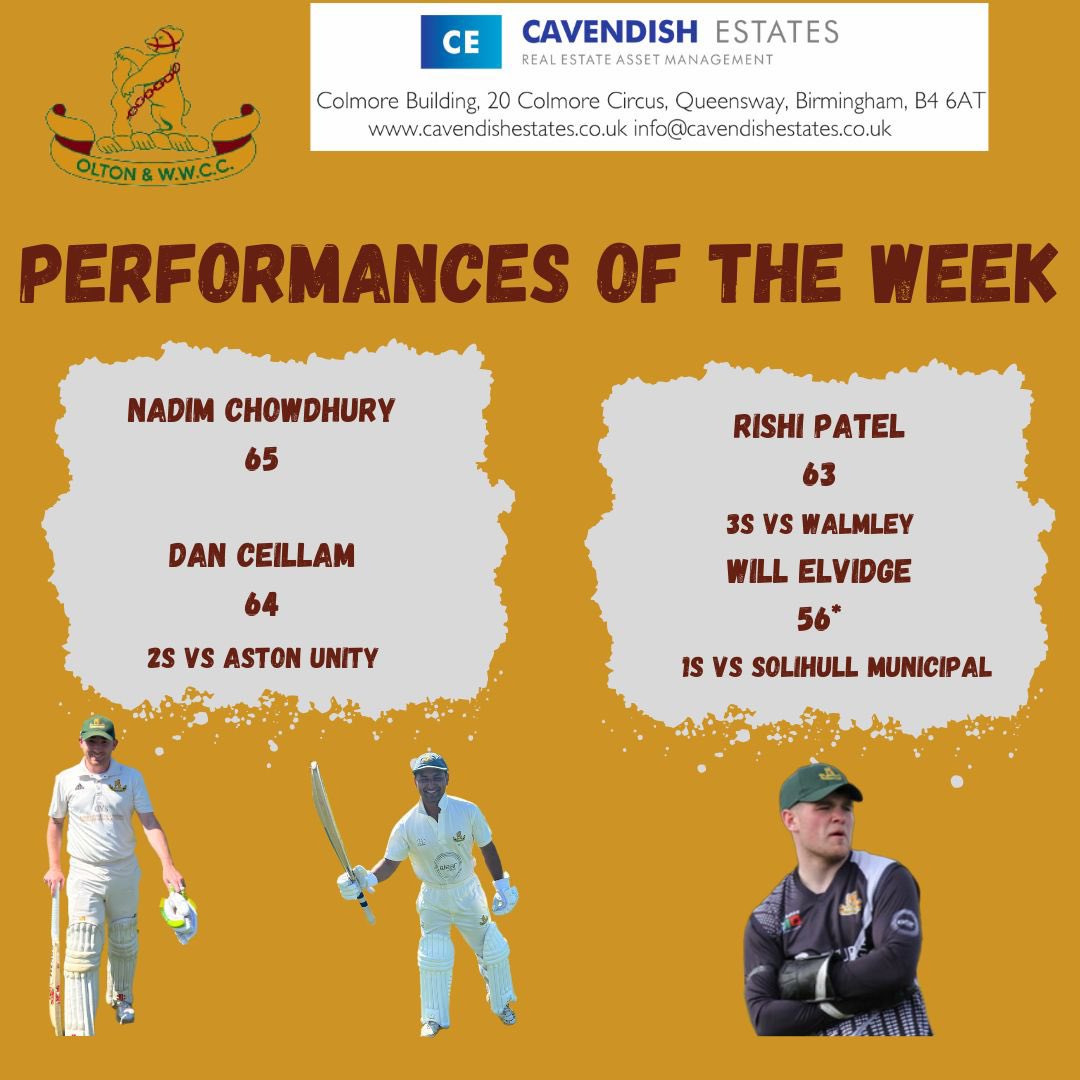 oltonwwcricket's tweet image. Performances of the week

💯s for Aman Hussain &amp;amp; Charlie Suthons 
50s for Nadim Chowdhury, Dan Ceillam, Will Elvidge &amp;amp; Rishi Patel

#owwcc #performanceoftheweek #wccl #cricket