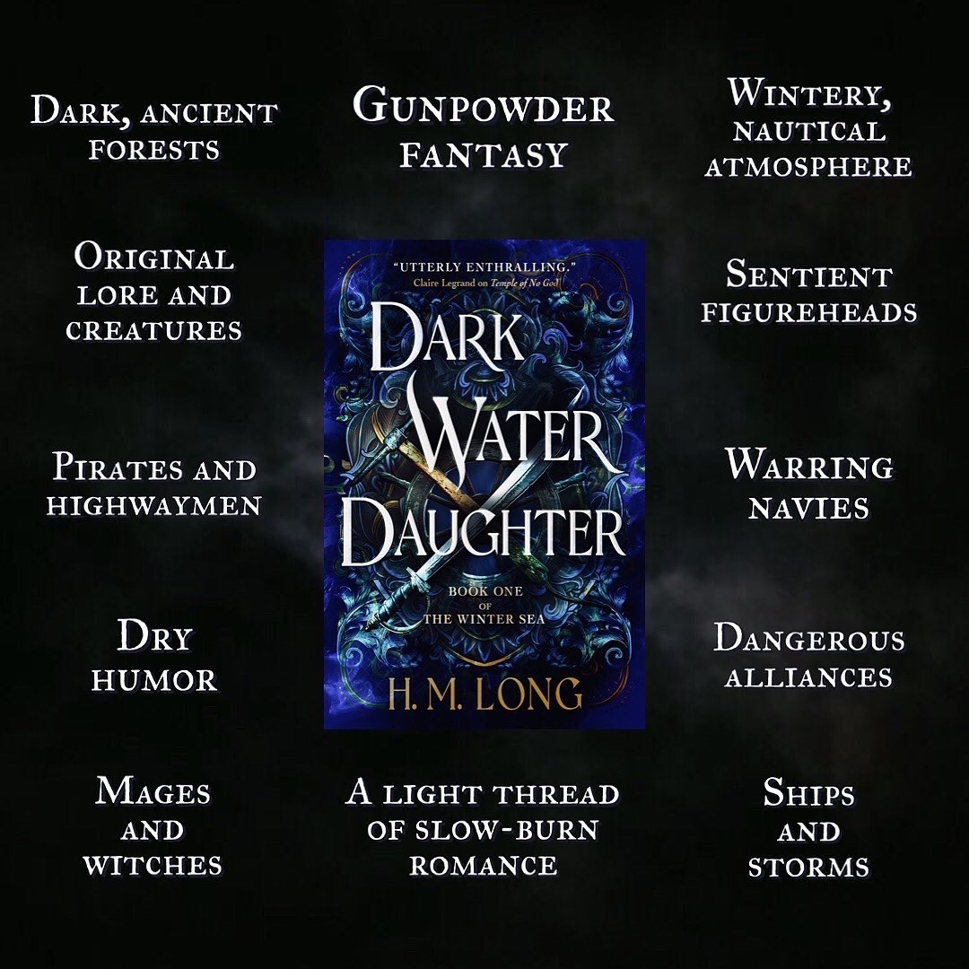 hannah_m_long's tweet photo. I have a book coming out next week, and I would endlessly appreciate any visibility right now. Would you help me spread the word?

Dark Water Daughter is a swashbuckling adult fantasy with weather mages, pirates and pirate hunters, warring fleets and winter seas❄️

Out July 11th! https://t.co/rnqyM1jVjL