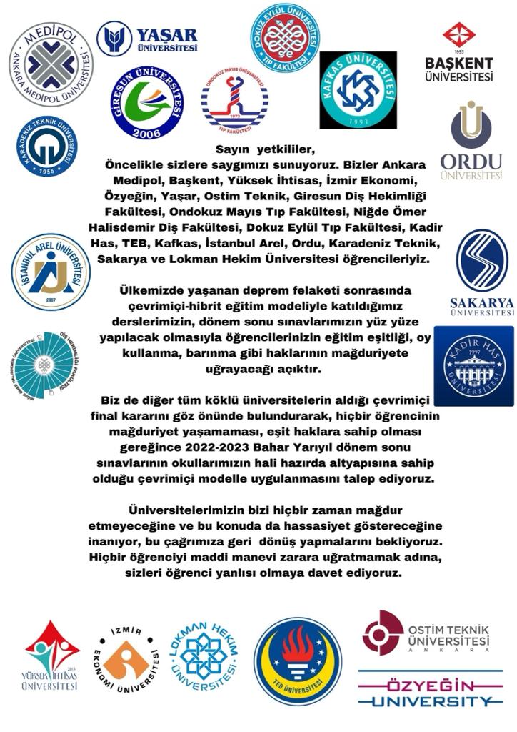 <a href="/erolozvar/">Erol Özvar</a> <a href="/RTErdogan/">Recep Tayyip Erdoğan</a> FİNALLER ONLİNE OLSUN, ÖĞRENCİLER MAĞDUR OLMASIN !!!
#YÖKFİNALLERİONLINEYAP   <a href="/profcuvalci/">Prof.Dr. Hamdullah Çuvalcı</a> <a href="/tcktu1955/">KTÜ</a> #ktüonlineistiyor  <a href="/Ykskgrtm/">Yükseköğretim İletişim</a> <a href="/YuksekogretimK/">Yükseköğretim Kurulu (YÖK)</a> <a href="/erolozvar/">Erol Özvar</a>