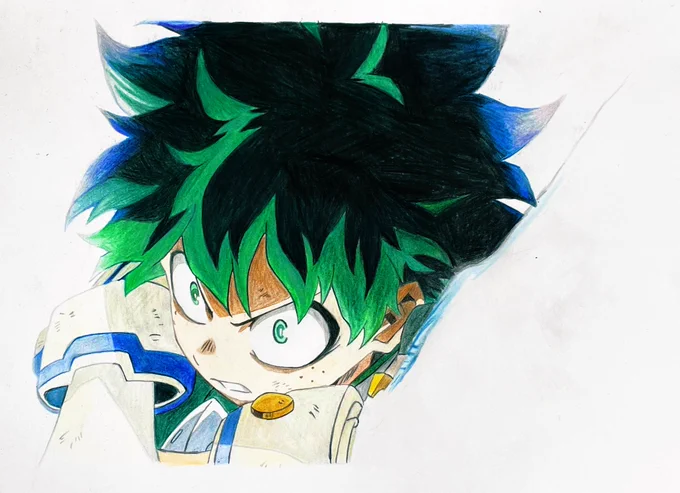 ここまで進みました #ヒロアカ #デク #アニメ #色鉛筆 #模写