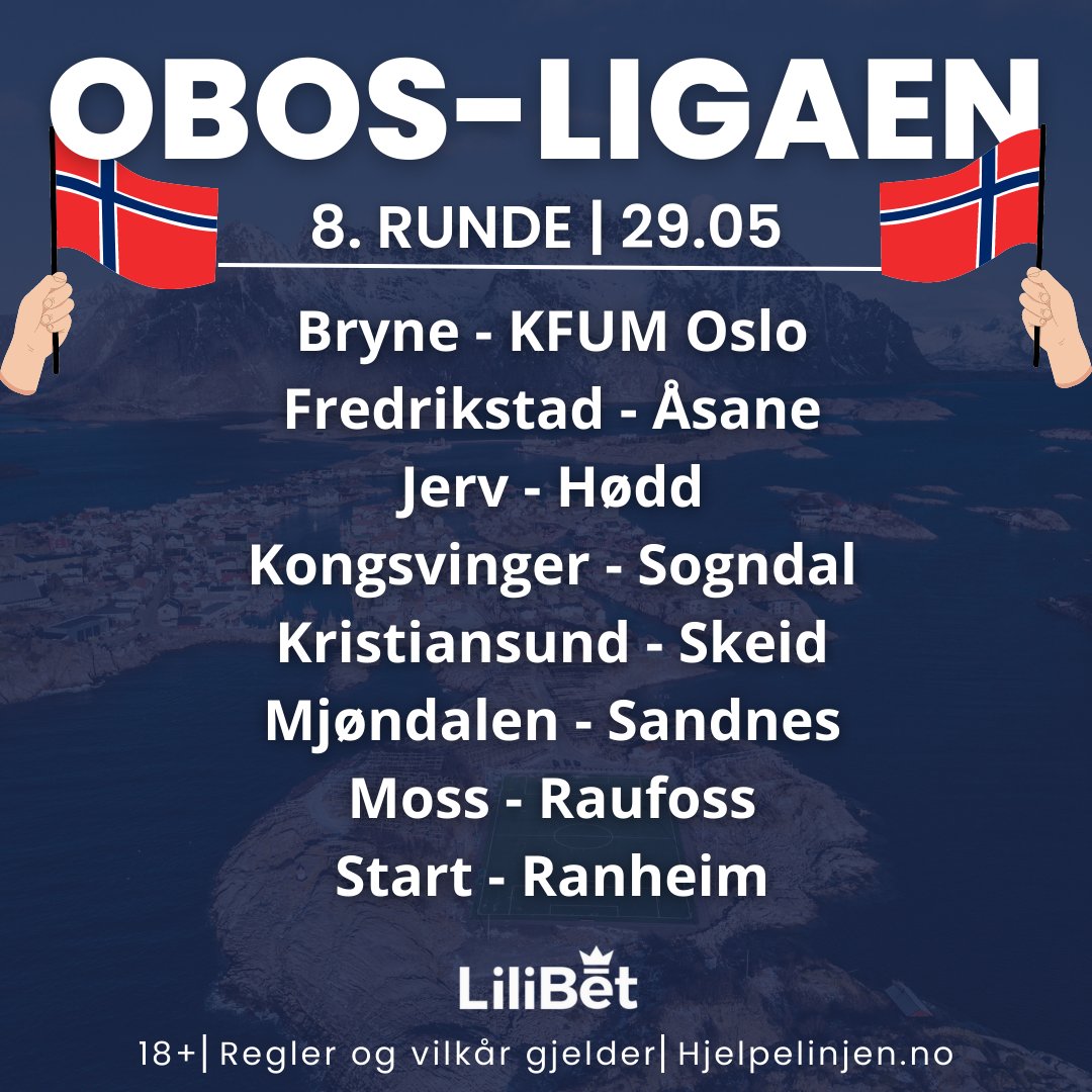 𝗙𝗢𝗧𝗕𝗔𝗟𝗟 𝗠𝗔𝗡𝗗𝗔𝗚 ⚽️

🇳🇴 Obosligaen avspark kl 15:00
🇳🇴 Eliteserien avspark kl 17:00

✅ Hvilken kamp inneholder mest mål?
✅ ❤️ og retweet
✅ Følg <a href="/LilibetNorge/">Lilibet Norge</a> 

Gjett riktig og få sjansen til å vinne 200kr freebet!

Lykke til 👀