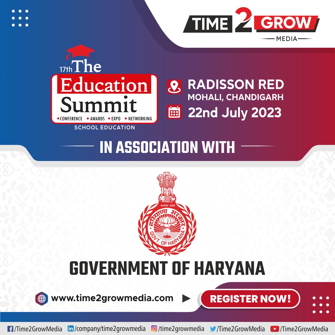 We are elated to 𝗔𝘀𝘀𝗼𝗰𝗶𝗮𝘁𝗲 with the 𝗚𝗼𝘃𝗲𝗿𝗻𝗺𝗲𝗻𝘁 𝗼𝗳 𝗛𝗮𝗿𝘆𝗮𝗻𝗮 for the 17th edition of #TheEducationSummit in #Chandigarh.

#Time2GrowMedia #TESChandigarh #TES2023 #21stcenturyskills #21stcenturyeducation #NEP2020

@cmohry @chkanwarpal @HPSBRAR