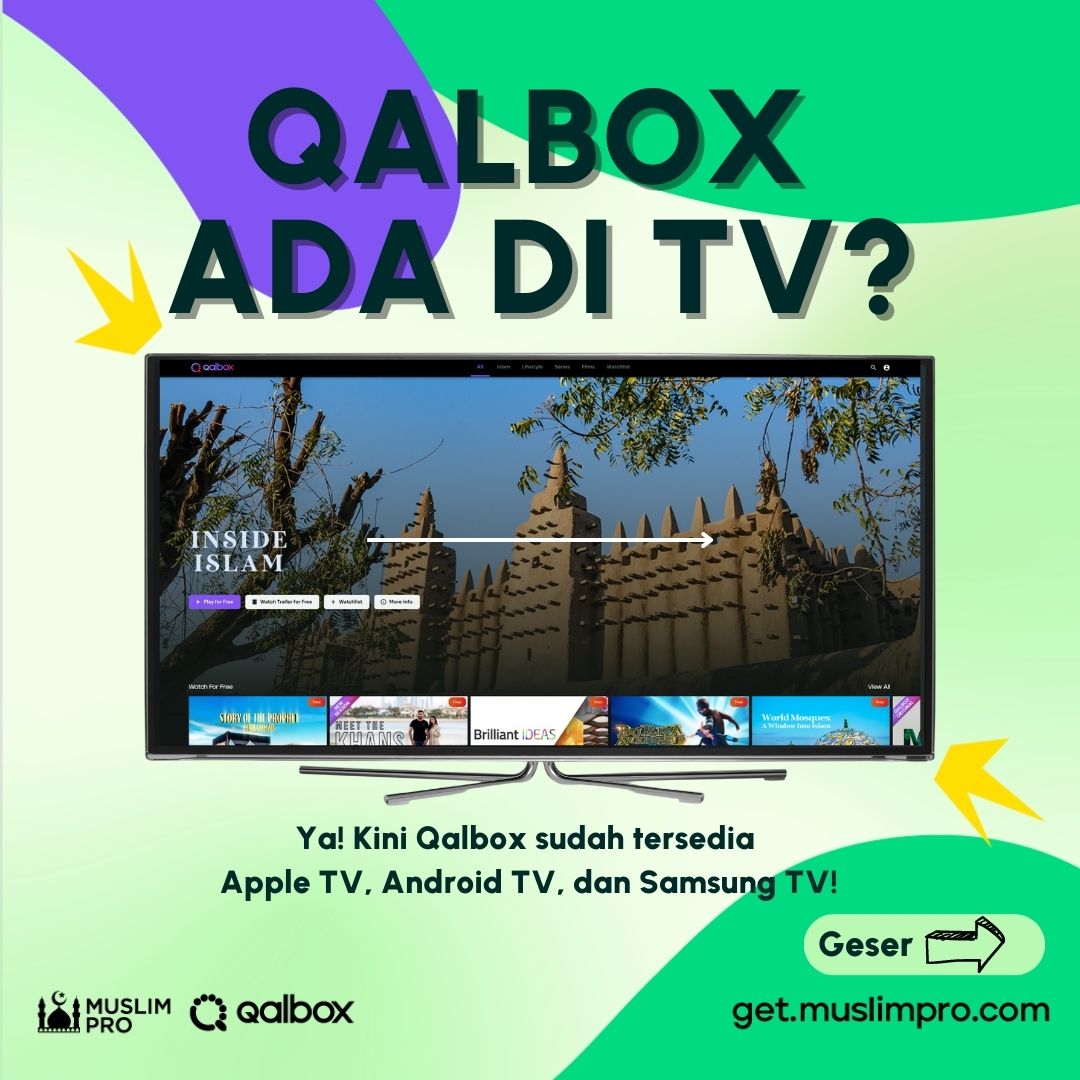 MuslimProID's tweet photo. Kini kami sudah tersedia di semua TV. Yuk, streaming dan nikmati tayangan Qalbox di layar lebar! 📺

Unduh aplikasi Muslim Pro di TV Anda dan mulai streaming!

#muslimpro #qalbox #appletv #appletvapps #androidtv #samsungtv https://t.co/jpglBOZ0Us