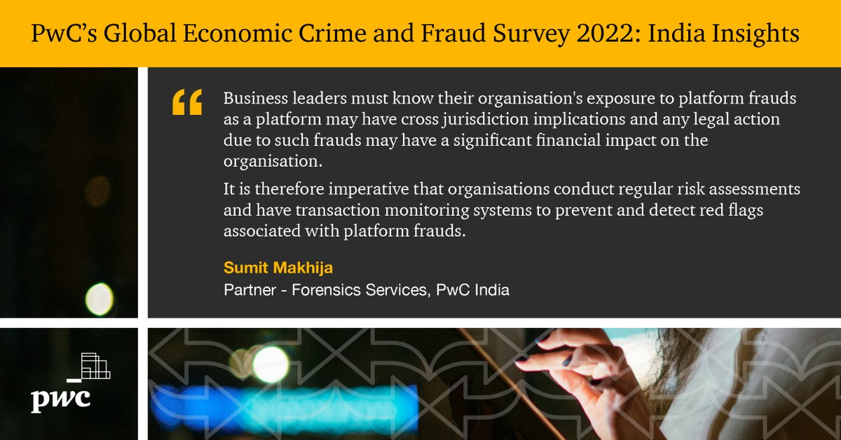 PwC_IN's tweet photo. Sumit Makhija, Partner – Forensic Services, PwC India, shares his views on platform fraud or fraud associated with social media, enterprise platforms, e-commerce sites and other platforms.

Click here to know more: https://t.co/tf4lNamC1u https://t.co/NpUS6Olcqo
