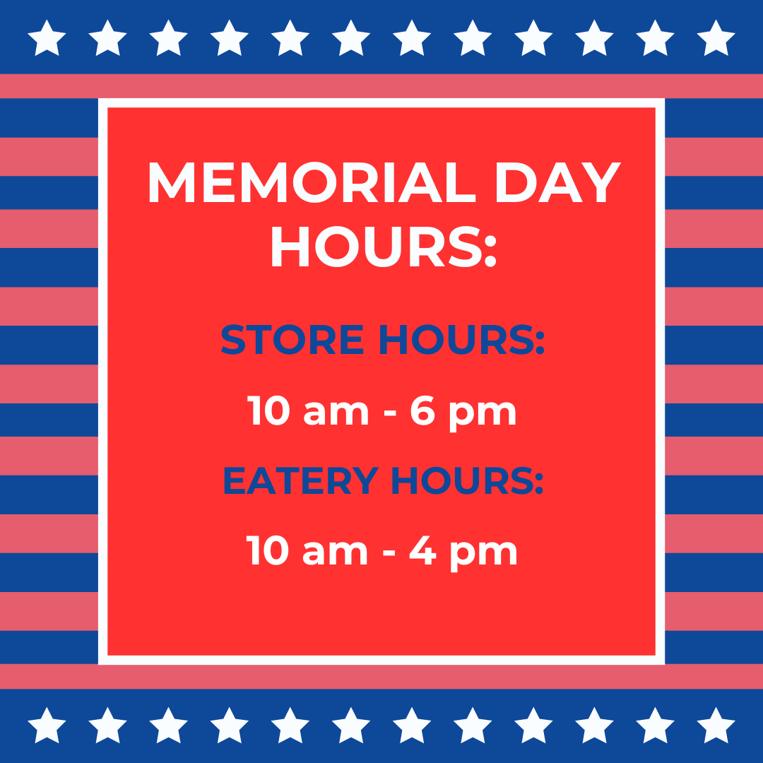 GeorgetownMarkt's tweet image. We are open today for Memorial Day! Our adjusted hours are:
STORE: 10 am to 6 pm
EATERY: 10 am to 4 pm
Have a fun day!