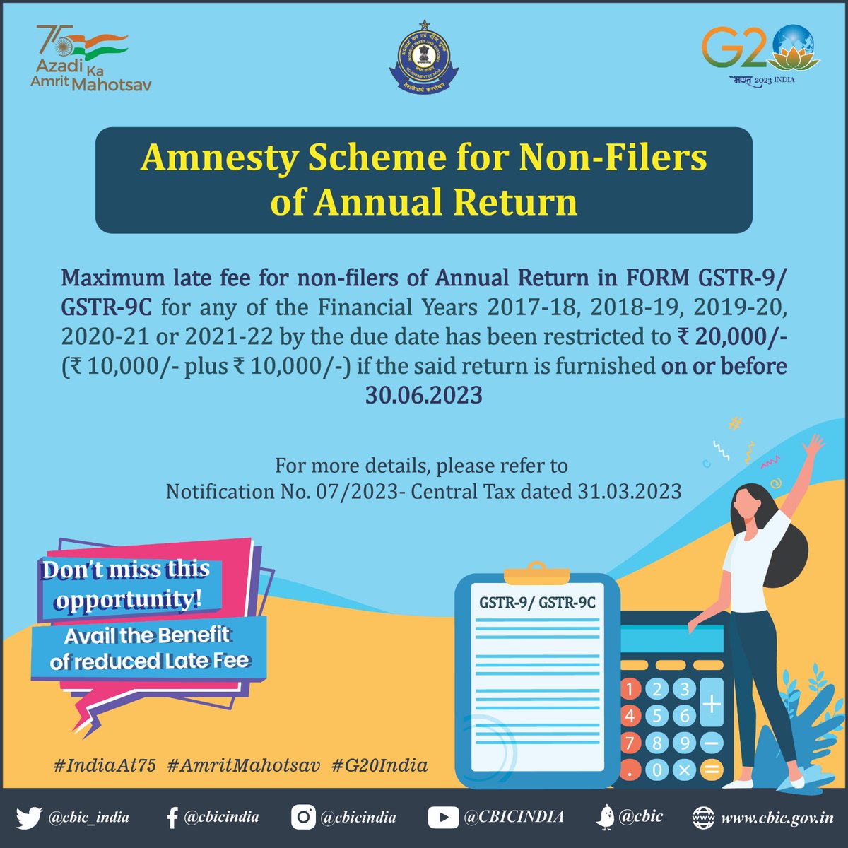 cbic_india's tweet photo. Amnesty Scheme, for non-filers of Annual Return https://t.co/2WJmkxz9he