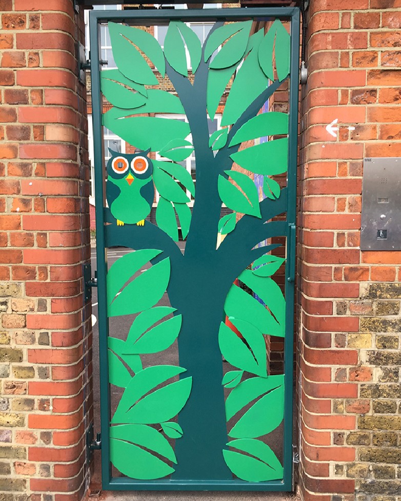 Installed at a school in Sydenham, the Owl gate not only provides the necessary security and privacy but also creates a warm and inviting entrance for students, parents, and staff.

Contact us to learn more about our design and fabrication services! 📲 07941340602