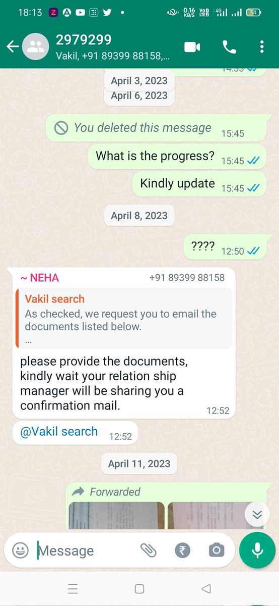 adithya3432's tweet photo. Haven't seen a more pathetic company than @Letsvakilsearch just registering a company takes them more than 2 months. They expect the clients to beg them repeatedly on WhatsApp to get a status update of our applications. Great job guys! May you keep up with your horrible service! https://t.co/NIZF7q6KJ0