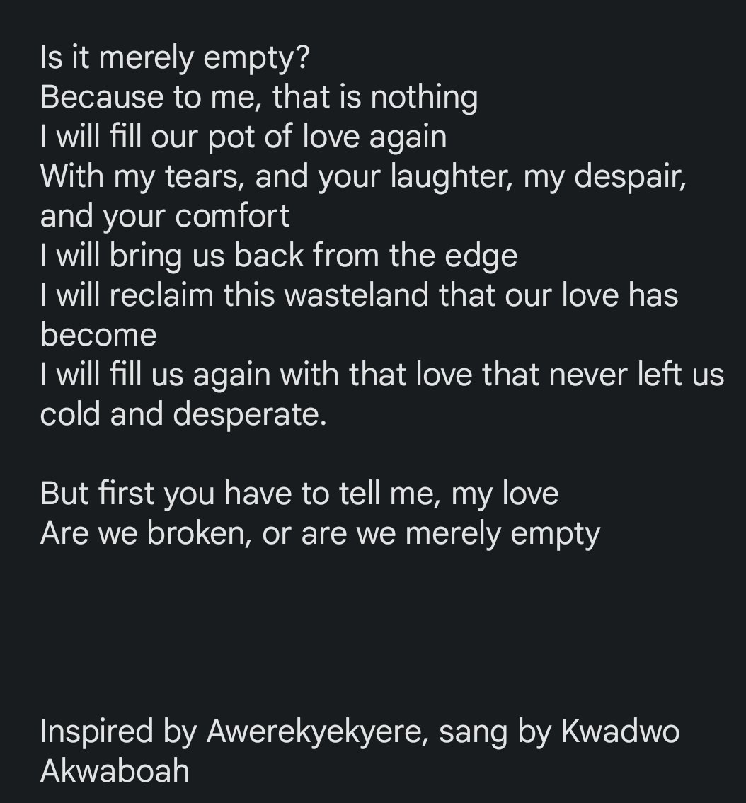 enyonvm's tweet image. I found out that Akwaboah snr passed last week so I want to share a poem I wrote that was inspired by his song Awerekyekyere.
He's a really fantastic musician, and I love that song so much
