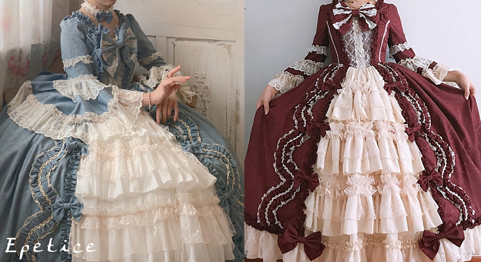 Henrietta ロマンティックサロンワンピース　ボルドー　3 ロリータ Henrietta ロマンティックサロンワンピース ボルドー 3 ロリータ