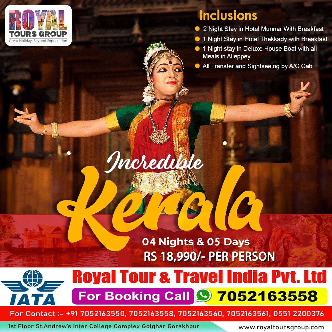 For Booking Call :- 070521 63558
-----------------------------------------
info@royaltoursgroup.com
#travelagent #royalholidaysgorakhpur #Gorakhpur #kerala #keralatourism #travel #everyone #airticket #flight #agency #taxi #holiday #holidaypackages #travel