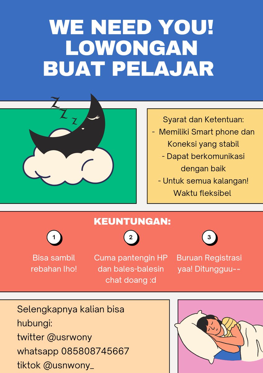 usrwony's tweet photo. loker untuk menjadi admin dan dropshipper!

✨ WFH &amp; Gaji 200-700K perminggu
✨ Untuk semua kalangan

[cocok bangettt buat para pelajar lohhh! soalnya tanpa KTP hihiww:cc]

#freelance #wfh #freelancer #lowongankerja #workfromhome #zonauang #pelajar #mahasiswa #lokerwfh #zonacuan https://t.co/Qs3saQZFG0