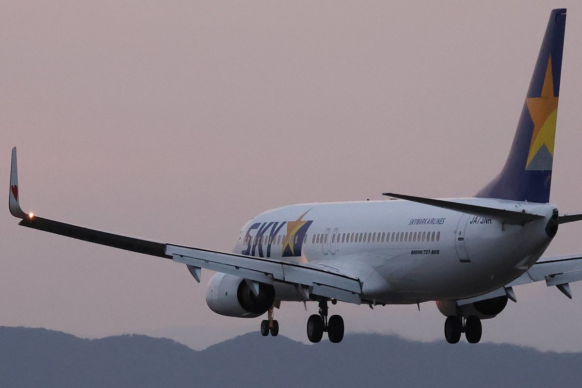 仙台空港　Skymark Airlinesの着陸
ウィングレットの❤マーク
#仙台空港 #Sendai_Airport #SDJ
#SkymarkAirlines
#Boeing737
#ウィングレット
#ファインダー越しの私の世界 #キリトリセカイ