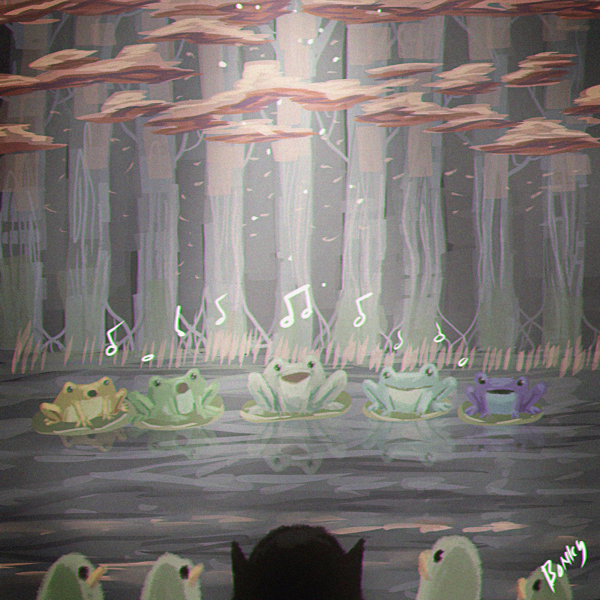 Deep in the swamps echoes the sound of these talented frogs!

#penguin #penguinart #csp #clipstudioart #artistontwitter #wholesome #kawaii #cuteart #painting #digitalpainting #art #artph