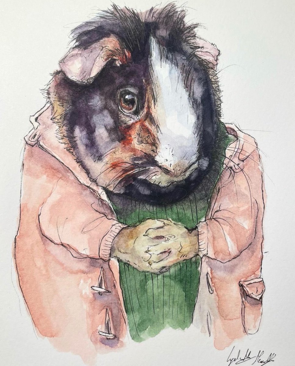 LydiaMcC414141's tweet photo. Meet Frank - he likes old planes, war memorabilia, and a good cup of tea ☕️. 

Original is 17cm(h) x 13cm(w) 

#illustration #animals #guineapigs https://t.co/m3yXx5osoN