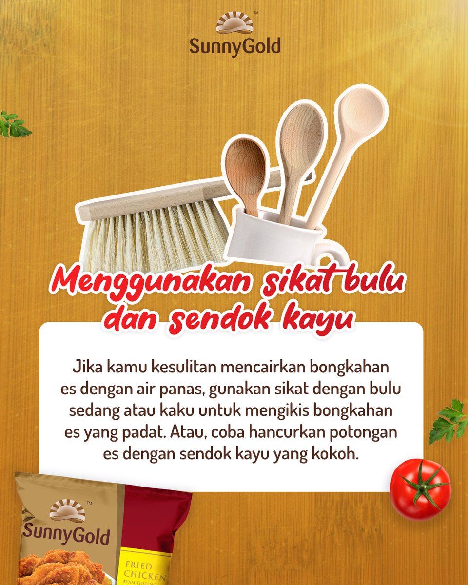 SunnyGoldID's tweet photo. Golden Friends suka mager membersihkan bunga es? Apalagi bunga es yang sudah tebal di freezer kan..
Mimin punya 3 rahasia cepat nya nih! yuuk di simak👌
#SunnyGold #NuggetPop #LetupanRenyah #BubbleCrumbs #ExtraJuicyLessOily #GoldenTaste #GoldenQuality #GoldenChoice https://t.co/L7GrfLjvuK
