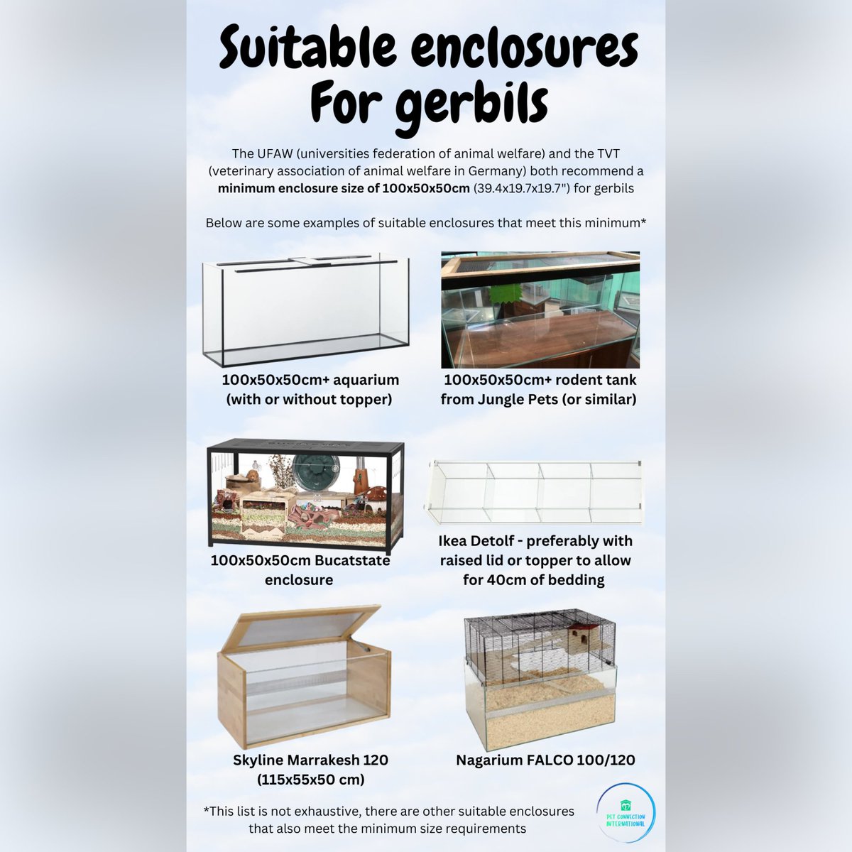 connection_pet's tweet photo. Made some gerbil enclosure infographics to give an idea of suitable enclosures that are available, hope they can help ☺️ https://t.co/Nx9vXJVTba