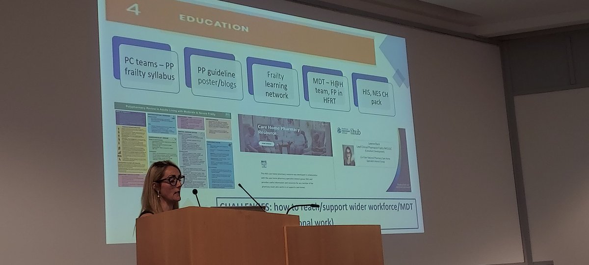 anne_h_thom's tweet photo. @leannemcgill1 talks about her experiences of the #innovative #consultantpharmacist development post to support #frailty over first 6mths across the #pillarsofpractice https://t.co/mROF9ygHdV