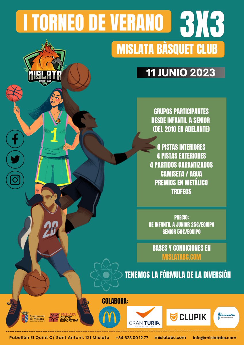 🏆𝗜 𝗧𝗢𝗥𝗡𝗘𝗢 𝗗𝗘 𝗩𝗘𝗥𝗔𝗡𝗢 𝟯𝗫𝟯 𝗠𝗜𝗦𝗟𝗔𝗧𝗔 𝗕𝗔̀𝗦𝗤𝗨𝗘𝗧 𝗖𝗟𝗨𝗕🏆

Bases, info e inscripción ✏️ en mislatabc.com

Patrocina:
McDonald's Mislata
Gran Turia
<a href="/ClupikSport/">Clupik</a>
<a href="/LICEUMUSICA/">LICEU PICCOLO</a>
📌
<a href="/AjMislata/">AjuntamentDeMislata</a>
<a href="/EsportsMislata/">Mislata Ciutat Esportiva</a>
<a href="/fbcv_es/">FBCV</a>
<a href="/FDMValencia/">FDM Deporte València</a>
<a href="/Mislatanoticias/">Mislata news</a>