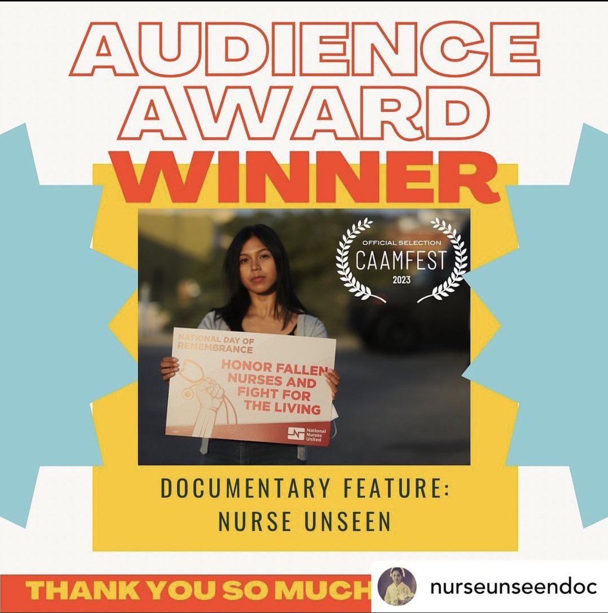 #FYLPROAlumniNews: Congrats to FYLPRO 2022 delegate @michelejosue! @nurseunseendoc: Amazing news!!! The votes are in and NURSE UNSEEN is the winner of the CAAMFest Audience Award for Documentary! 🎉❤️🥹🙏🏽
Thank you so much to @caam and Bay Area audience for this incredible honor