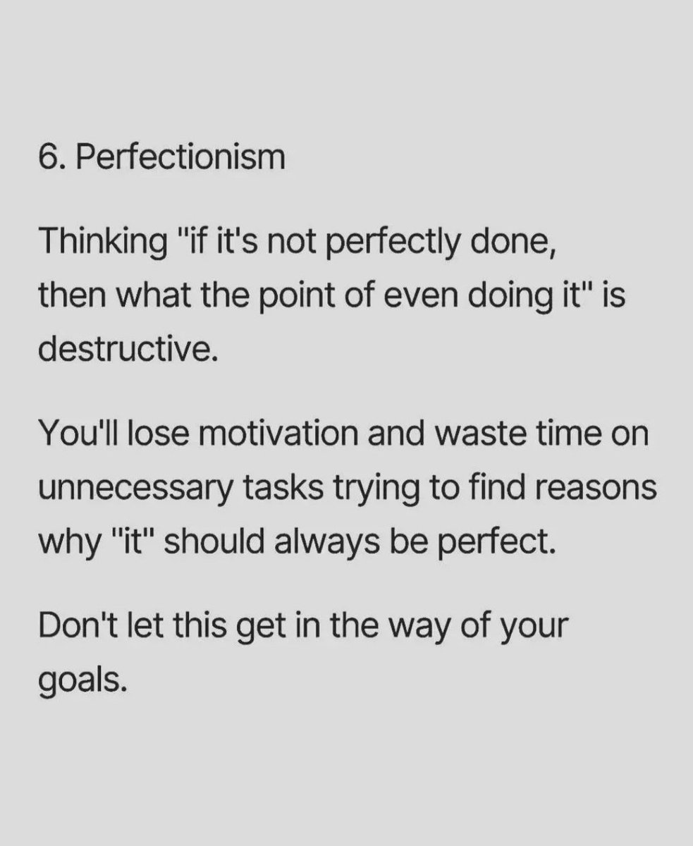 6. Perfectionism: