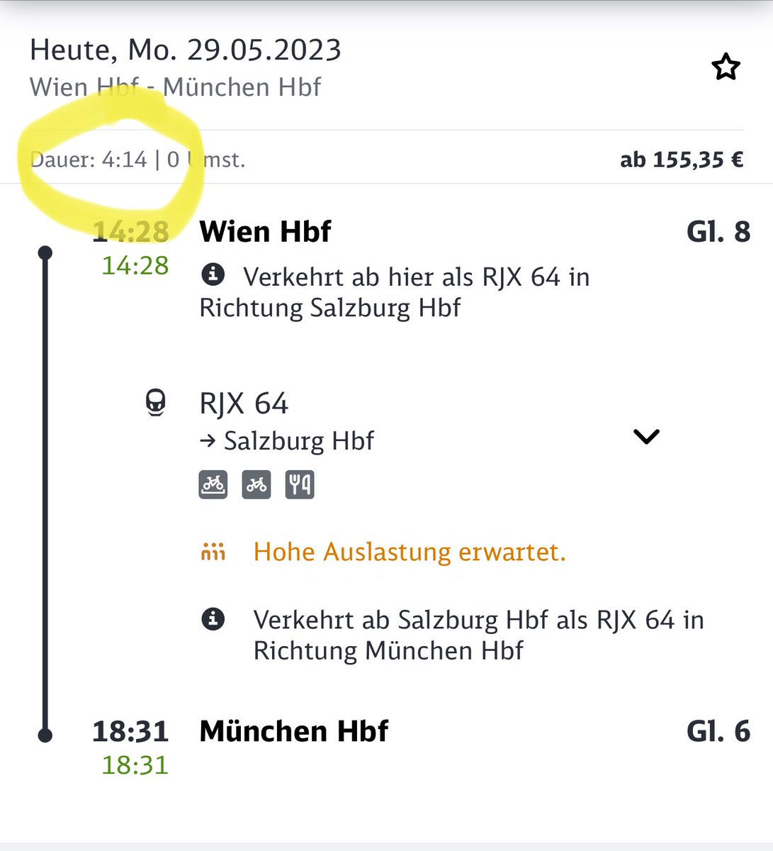 Hallo ⁦<a href="/DB_Bahn/">Deutsche Bahn Personenverkehr</a>⁩ - spannend, wie der #dbnavigator aus 4:03 Fahrzeit gleich 4:14 macht. Wisst Ihr schon von einer Verspätung, die da kommen wird? 🤪😂